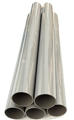 5 PVC 6cm x 69cm Hart PVC Rohr - hellgrau - schlagfest - Industrieüberschuss