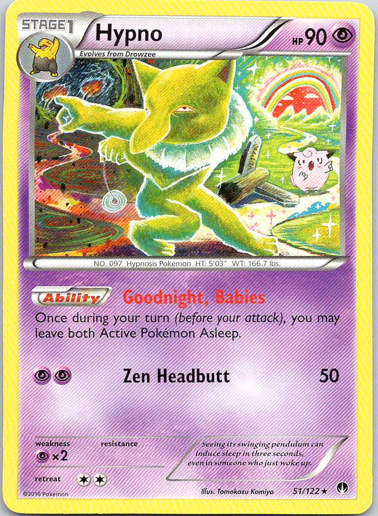 Pokemon Hypno 51/122 BREAKpoint Rare Normal NM TCG