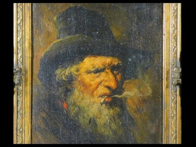 Romana Arregui Oil Painting Portrait Man Smoking on Panel Framed F2 Spain