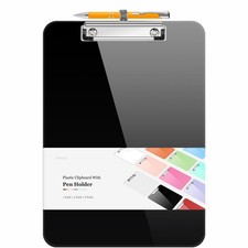 Plastic Clipboard with Pen Holder, 10 Thicker Clip Boards 8.5x11