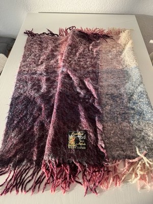 Vintage Eagle Plate Mohair Decke 100% Mohair 80x140 cm Lila Karo Fransen