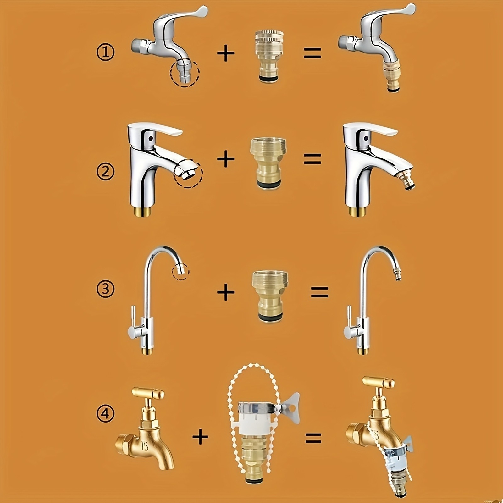 Brass Faucet Adapter - Universal for Garden Hoses & Multiple Faucets, Leak-Proof