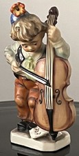 Friedel Figurine Boy with Cello Double Bass Approx 16cm Hand Painted Vintage