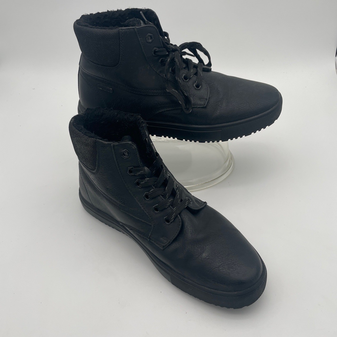Nanny State Tony Black Ankle Boots Lace-up Faux Fur High-top UK 9 US 10 mens