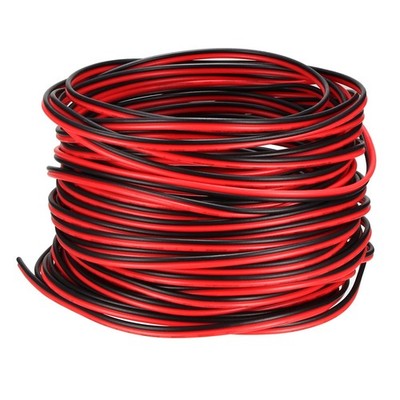 Red Black Wire 2pin Extension Cable Cord 28 AWG Parallel Tin Plated Copper 15M