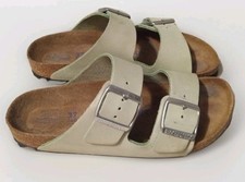 BIRKENSTOCK ARIZONA SOFT FOOTBED NUBUCK LEATHER GREEN SANDALS US6 EU37