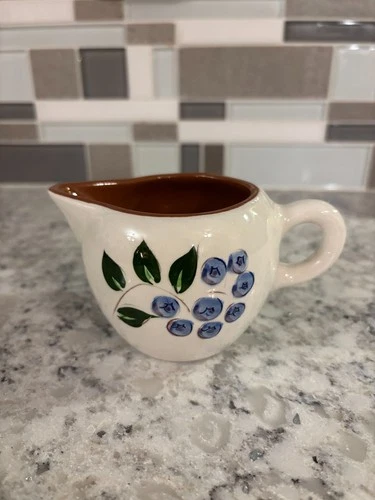 Stangl Pottery Vintage Blueberry Creamer, Brown Glaze Interior, Trenton NJ, 6 oz