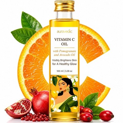 Auravedic Vitamin C Face Body Oil 100ml Moisturizing Skin Care Non Greasy