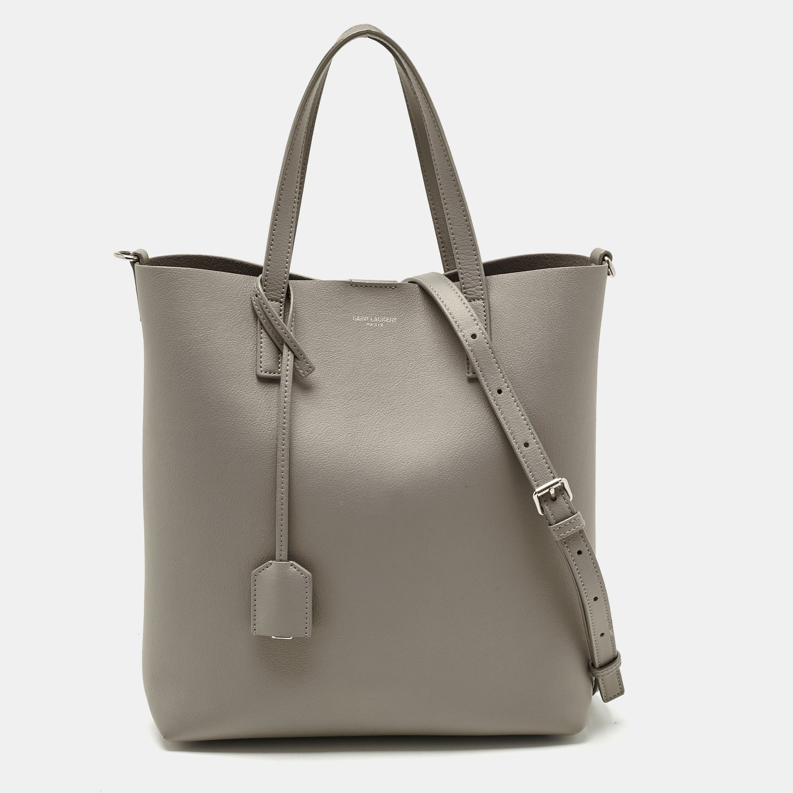 Saint Laurent Grey Leather Toy Shopper Tote  
