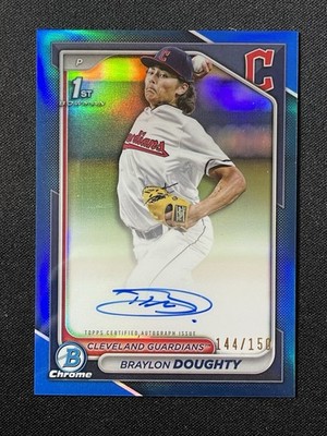 2024 Bowman Draft Chrome 1st Auto True Blue Refractor Braylon Doughty Guardians