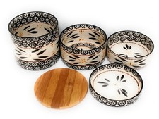 Temp-tations Old World Stack-a-Bowls with Wood Lid T48869  T48864 Black