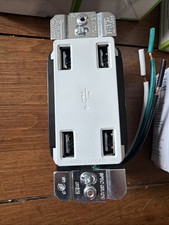 Leviton White 4 Port USB 4.2 Amp Wall Charger Duplex Receptacle Outlet