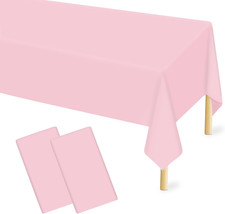 2 Pcs Pink Tablecloth Plastic 54  108 Inches Rectangle Pink Tablecloth Disposabl