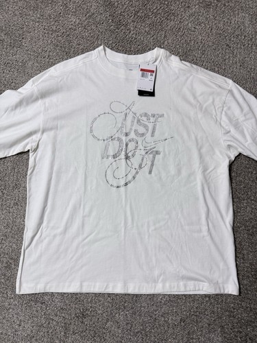 Nike Just Do It T-Shirt Strassverzierung Oversized weiß FZ1153-133 L CPFM - Bild 2 von 4