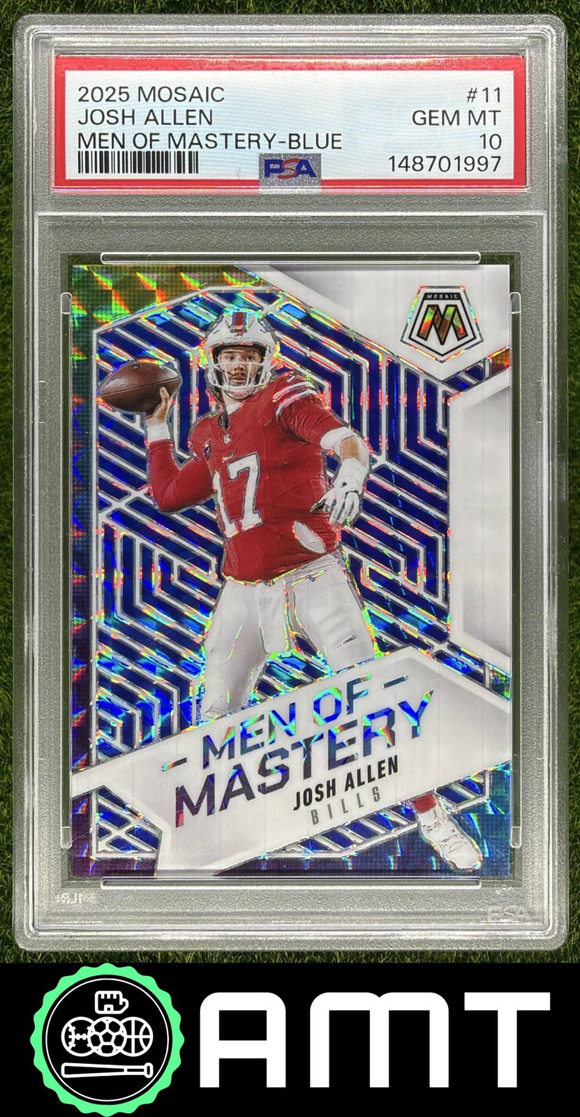 Josh Allen PSA 10 2025 Panini Mosaic 1/99 Men of Mastery Blue Prizm Bills 1997