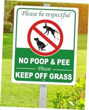 Heavy Duty Aluminum No Dog Poop Signs for NO POOP PEE KEEP OFF GRASS - FX01