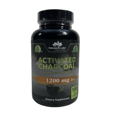 NaturaLife Labs Charcoal Organic 1200mg Activated Capsules - 100 Count Exp 10/27