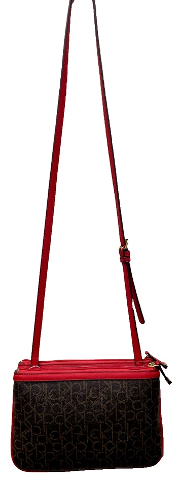 CALVIN KLEIN CK MONOGRAMA LOGOTIPO BOLSA TIRACOLO BOLSA DE MÃO MARROM - Imagem 4 de 4