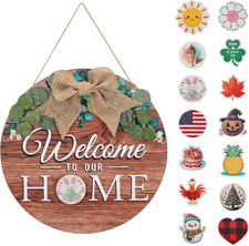 Giftgarden Welcome Home Sign for Front Door with 14 Changeable Icons, Seasonal D