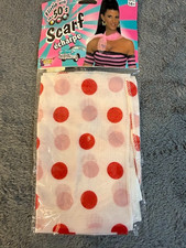1950S 50'S POODLE SCARF RED WHITE POLKA DOT 50'S COSTUME SCARF
