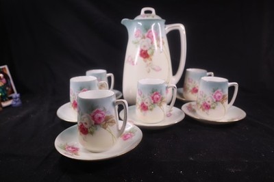 LDB27 Prince Regent Bavaria Porcelain Chocolate/Tea Pot Set Gold  Hand Painted