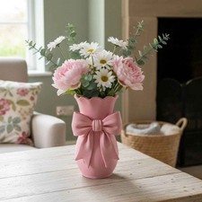 Vaso Design Fiocco Rosa Stile Coquette Shabby Chic Fiori Decorazione Casa 3D