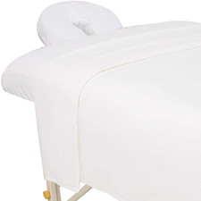 Forpro Premium Flannel 3-Piece Massage Sheet Set, White, for Massage Tables, In