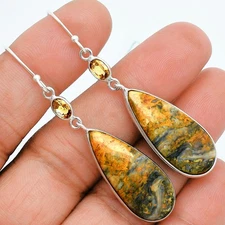 Natural Eclipse & Citrine 925 Sterling Silver Earrings Jewelry E-1002