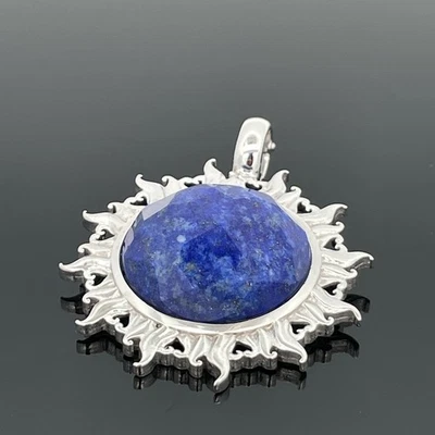 ANHÄNGER AUS 925/- SILBER RHODINIERT MIT LAPIS SILBERZEIT SCHMUCKJAGD - Bild 1 von 4
