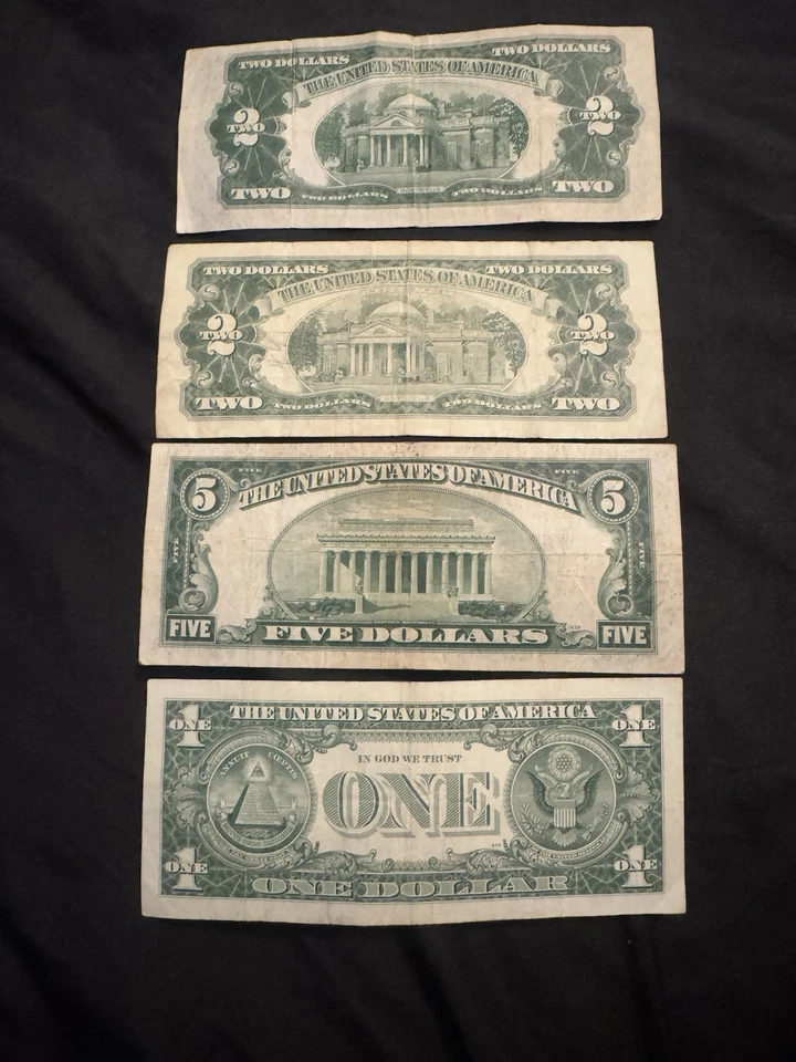 Lot Of 2 Dollar Bill Red Sell ,5 Dollar Bill Blue Sell,1 Dollar Bill Blue Sell - Image 2 of 2