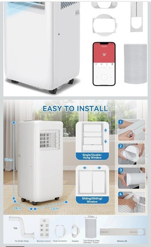 4 IN 1 9000 BTU  Portable Air Conditioner WiFi Smart App Alexa Compatible