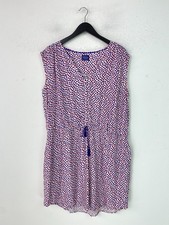 Joules White  Abstract Print Midi Dress Relaxed Fit Sleeveless Tie Waist UK 24