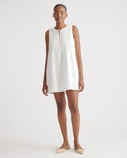 Quince Women 100% Organic Cotton Gauze Sleeveless Swing Dress White M