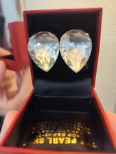 1950's Miriam Haskell Large Multifaceted Fine Pronged Crystal Clip-On Earrings