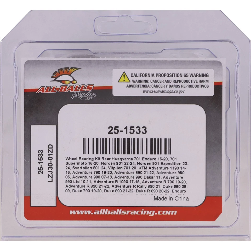 All Balls Rear Wheel Bearing Kit 25-1533 For Husqvarna 701 Enduro 16-18 Foto 4 de 4