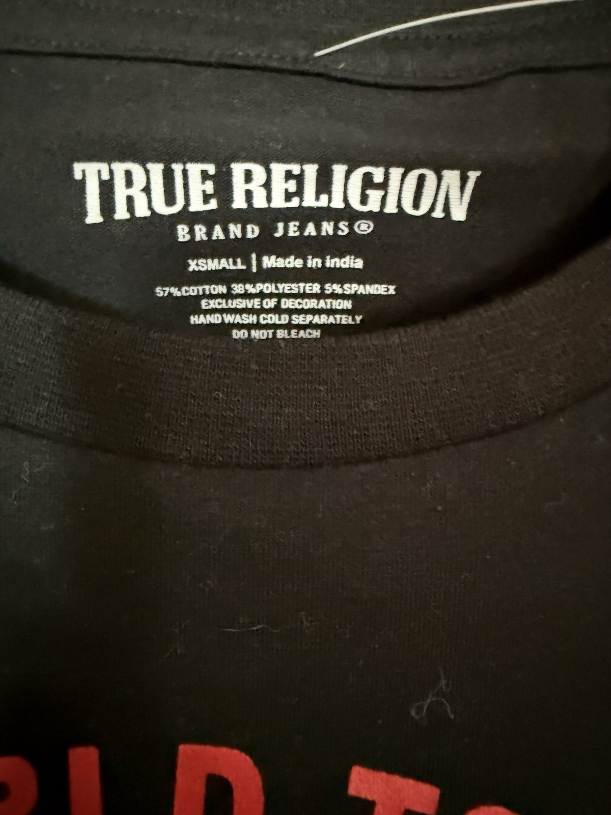 Women's True Religion High Shine Black Cropped Tshirt Size XS thumbnail 9