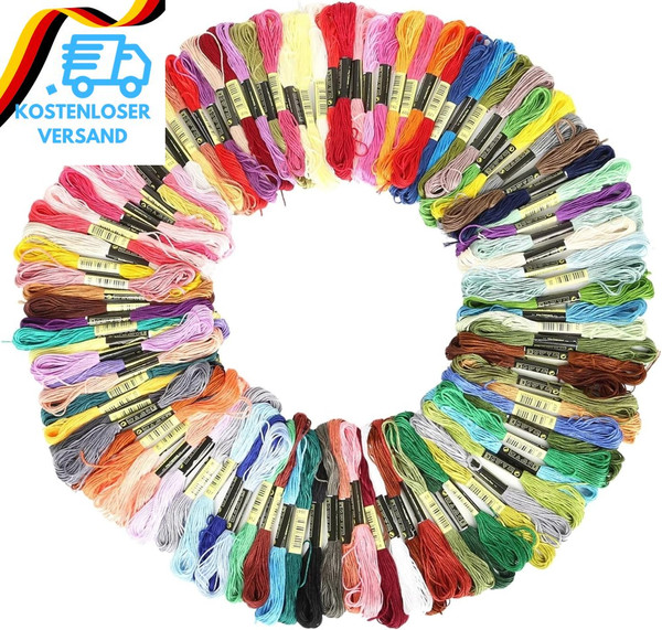 Stickgarn Set In 100 Farben Je 8 Meter FüR Kreuzstich Und Bastelarbeiten Weiches-image