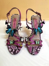 BETSEY JOHNSON WOMENS VANDI BUTTERFLY STRAPPY HEELS SANDALS FUCHSIA MULTI 5.5 M