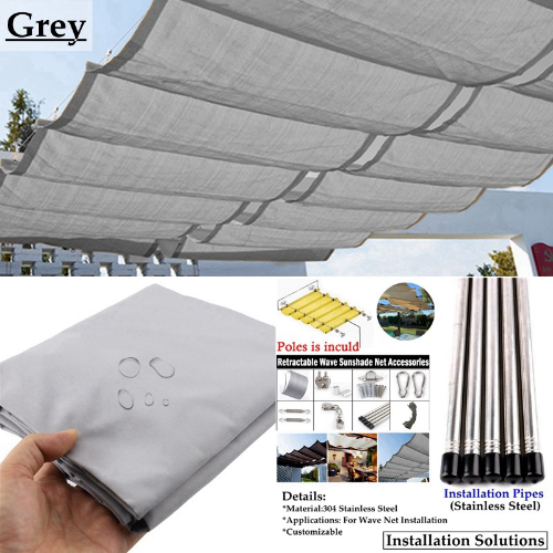 New 300D Polyester AntiUV Retractable Wave Garden Canopy Rainproof