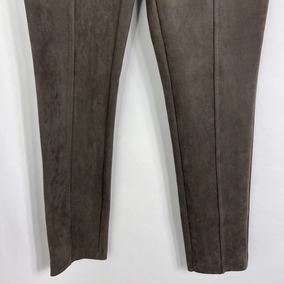 Pantalones Andrew Marc Para Mujer Pequeños Imitación Gamuza Tirar Alto Gris Leggings Foto 3 de 4