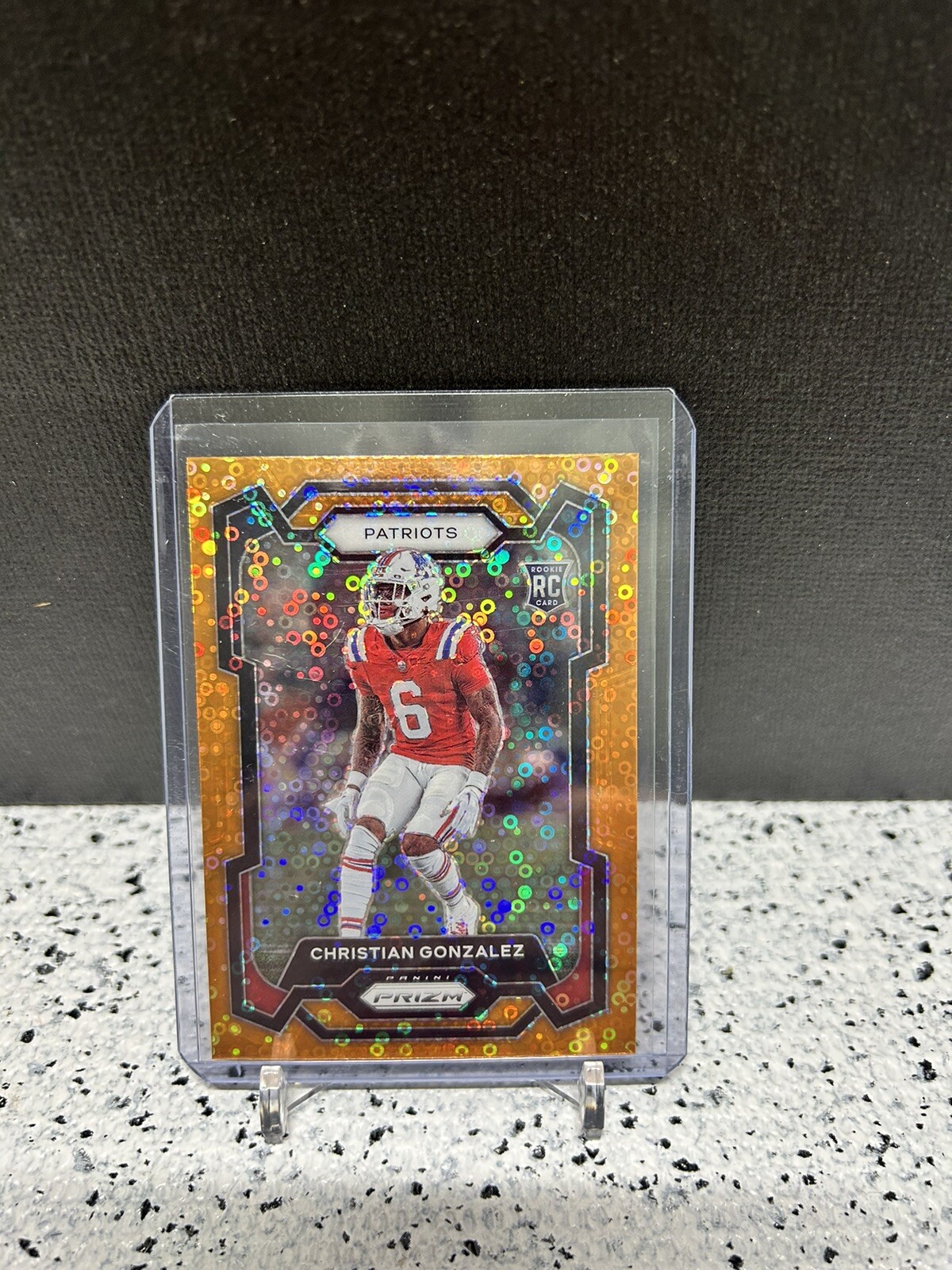 Christian Gonzalez 2023 Panini Prizm Orange Disco Prizm RC #369 - Patriots