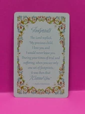 FOOTPRINTS prayer card LIGHTLY Laminated catholic prayer card
