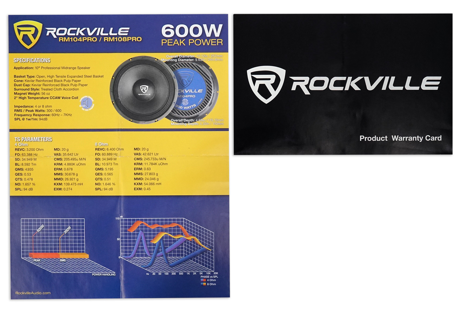 2 Rockville RM108PRO 10 1200-ваттных 8-омных SPL автомобильных среднечастотных динамиков Mid-Bass Pro