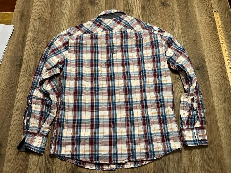 Eighty Eight Shirt, Men's Size XL, Blue White Red, Plaid, Button Up, Long Sleeve - Image 2 of 4