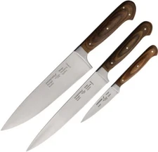 Zweibruder 3pc Kitchen Set Chef's Slicing & Paring Knives Stainless Blades Wood