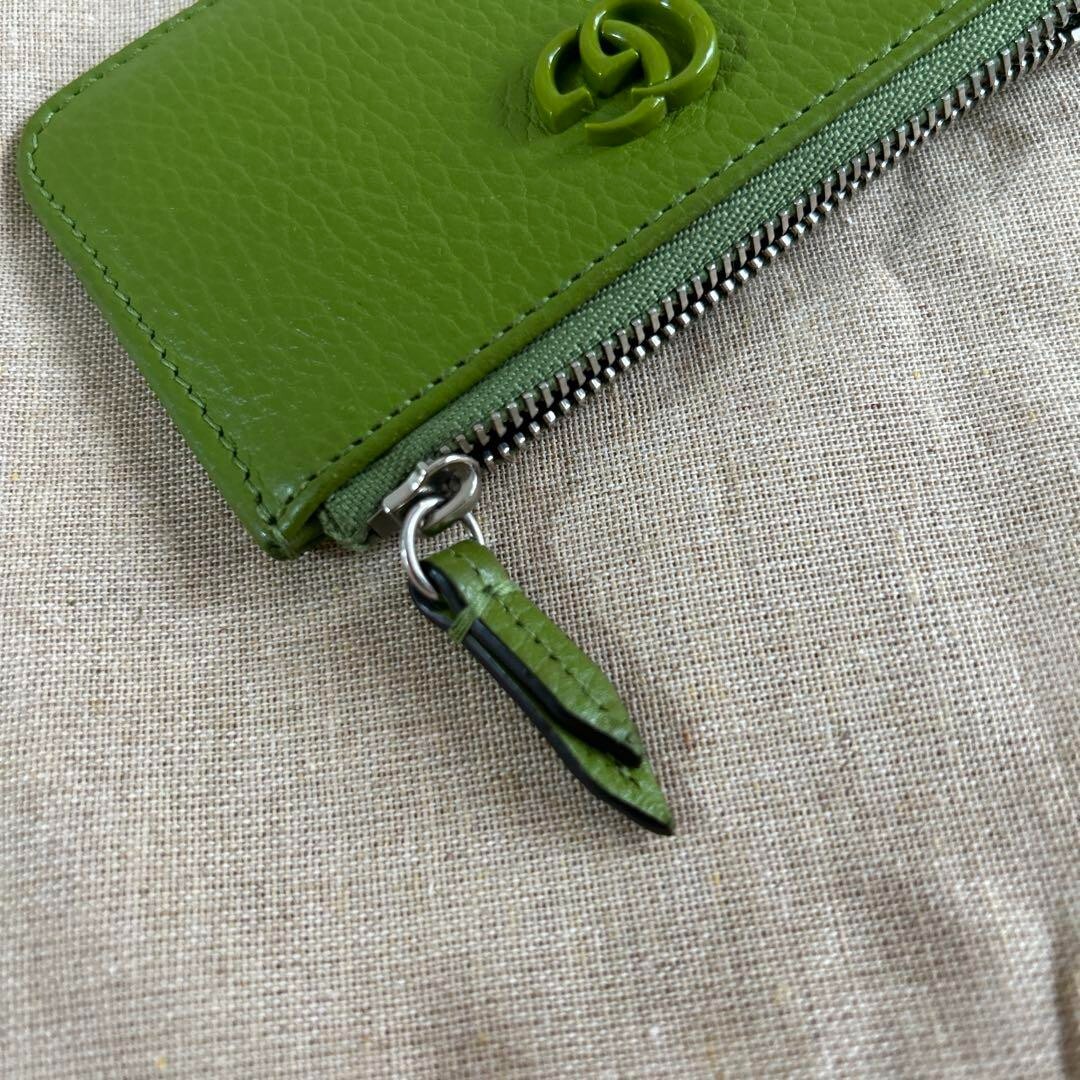 GUCCI GG Marmont Keychain Card Case Coin Purse Green Leather | eBay