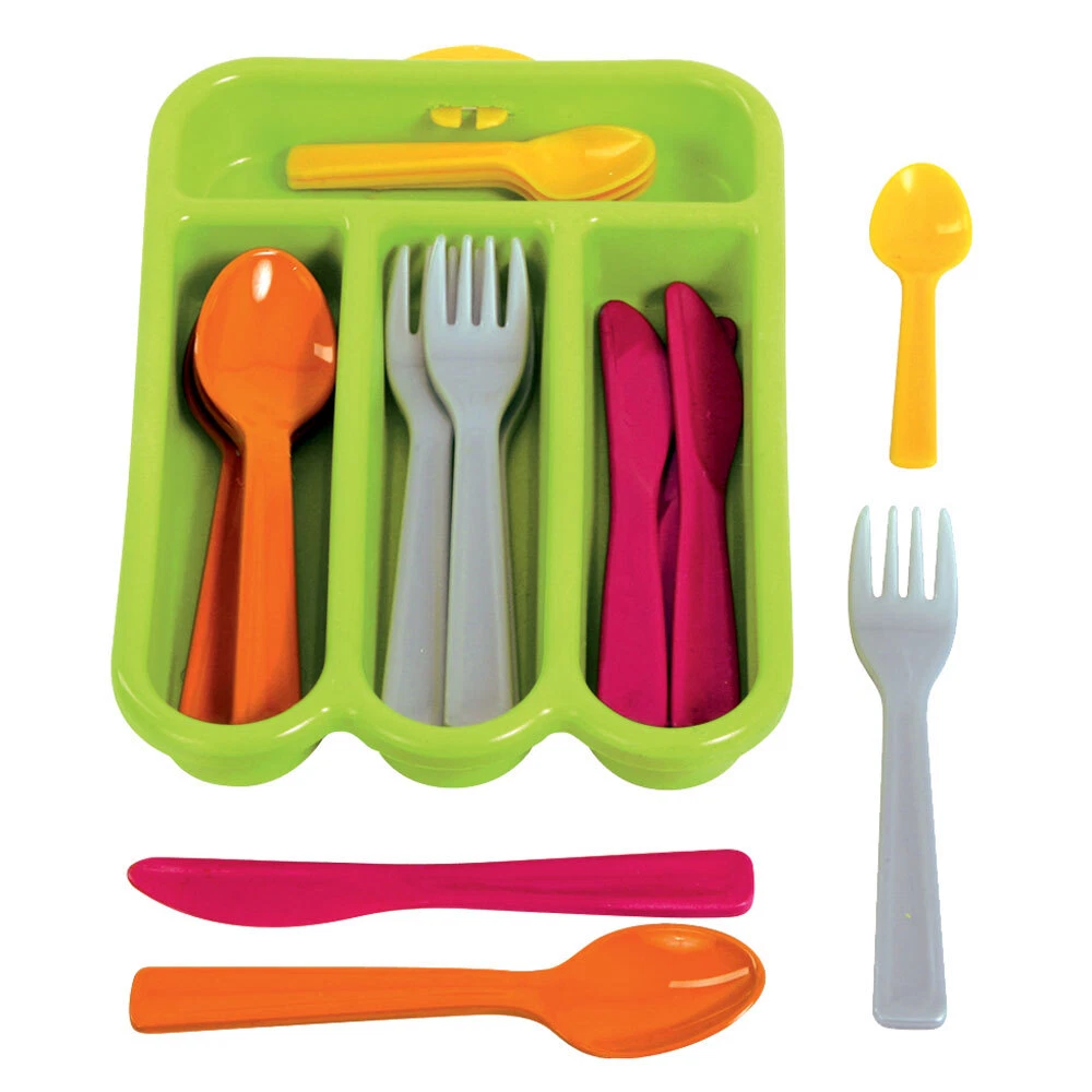 Gowi Toys Children s Pretend Play Cutlery Set Green Set of 4 Role Play Kitchen