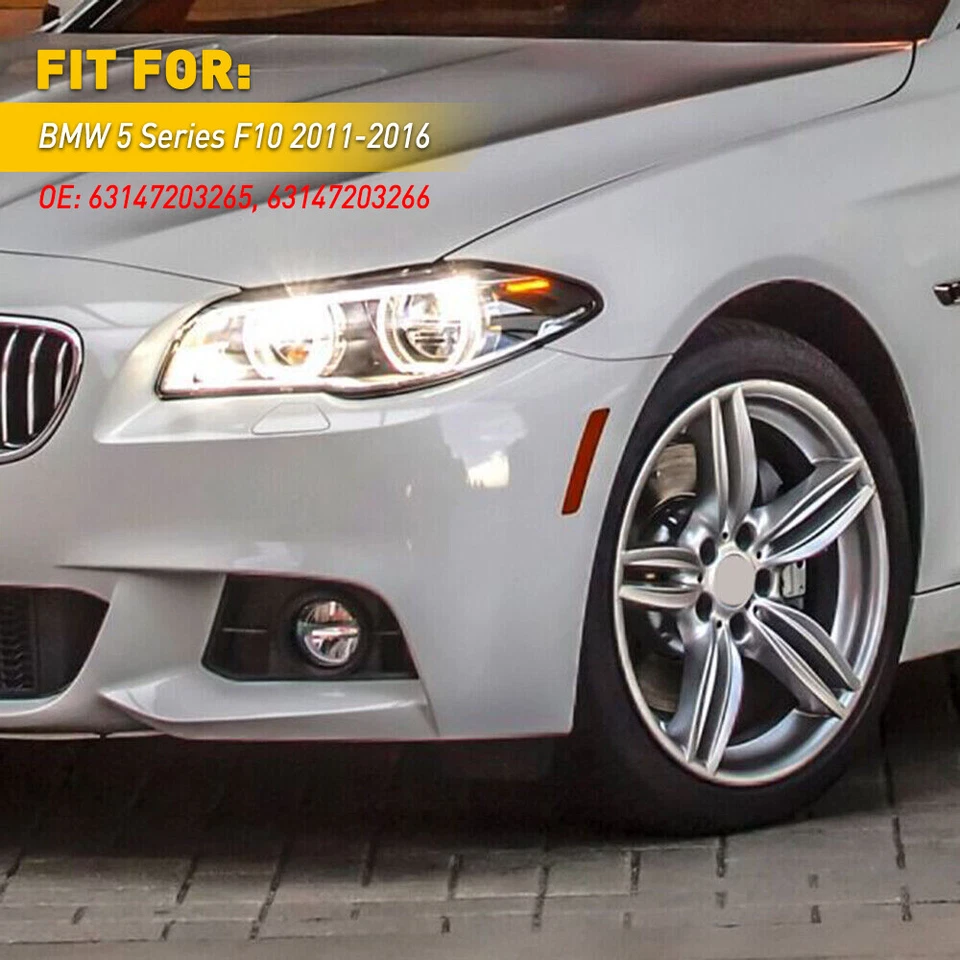 Marcador de luces laterales reflector de parachoques delantero para 11-16 BMW Serie 5 528i 535i 550i Foto 2 de 4