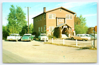 Postcard Cook Minnesota Mecca Hotel Hwy 53 Showing 1950s Autos Coca Cola Signs