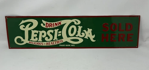 Vintage Pepsi Cola Metal Advertisement Sign Gas Station General Store 22" x 5.5"